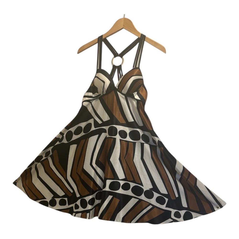 Ssang Bang Wool Mini Geometric Strappy Dress with Bold Patterns Women's Size M